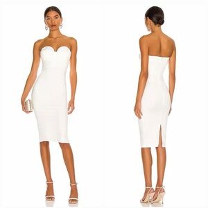 MORE TO COME Sophia Strapless Midi Dress in White Size Large Bride to be Wedding
